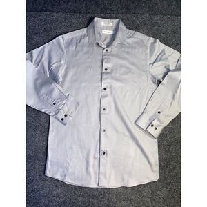 Calvin Klein Shirt Mens Size 16 White Shiny Cotton Slim Fit Collared Button Down